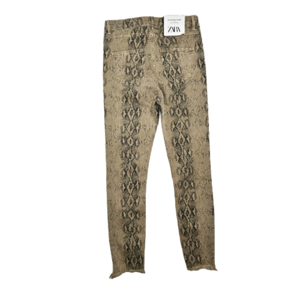 Zara The High Waist Skinny Faded Out Snake Print Cropped Pants Women's Size 8 - Picture 2 of 9
